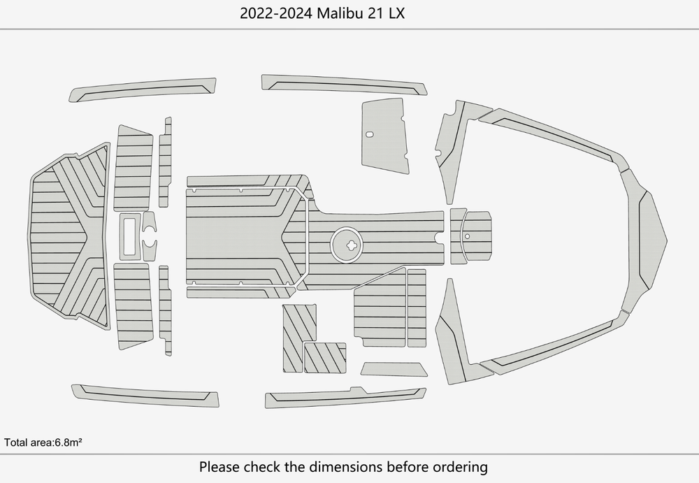 2022-2024 Malibu 21 LX Cockpit Swim platform bow 1/4"6mm EVA Foam faux floor