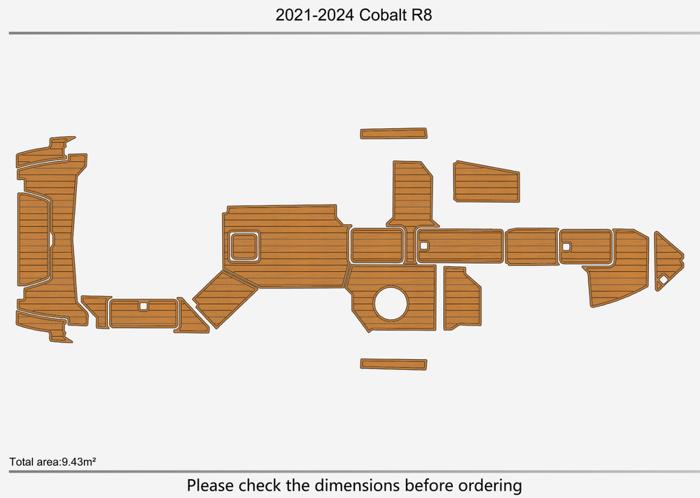 2021-2024 Cobalt R8 Cockpit Swim platform bow 1/4"6mm EVA foam faux mat floor