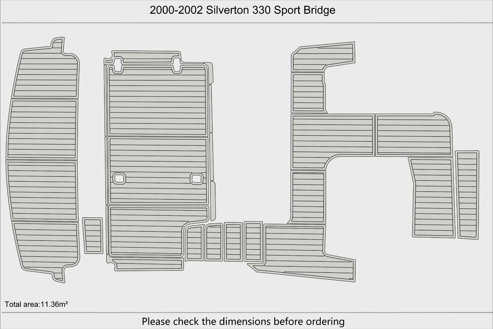 2000-2002 Silverton 330 Sport Bridg Cockpit Swim platform 1/4"6mm EVA Foam floor
