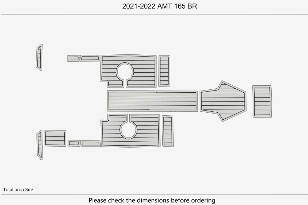 2021-2022 AMT 165 BR Cockpit Swim platform 1/4" 6mm EVA Teak deck floor