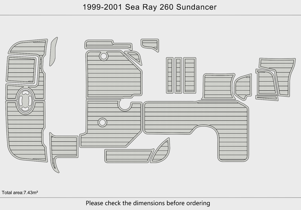 1999-2001 Sea Ray 260 Sundancer Cockpit Swim platform 1/4"6mm EVA foam mat floor