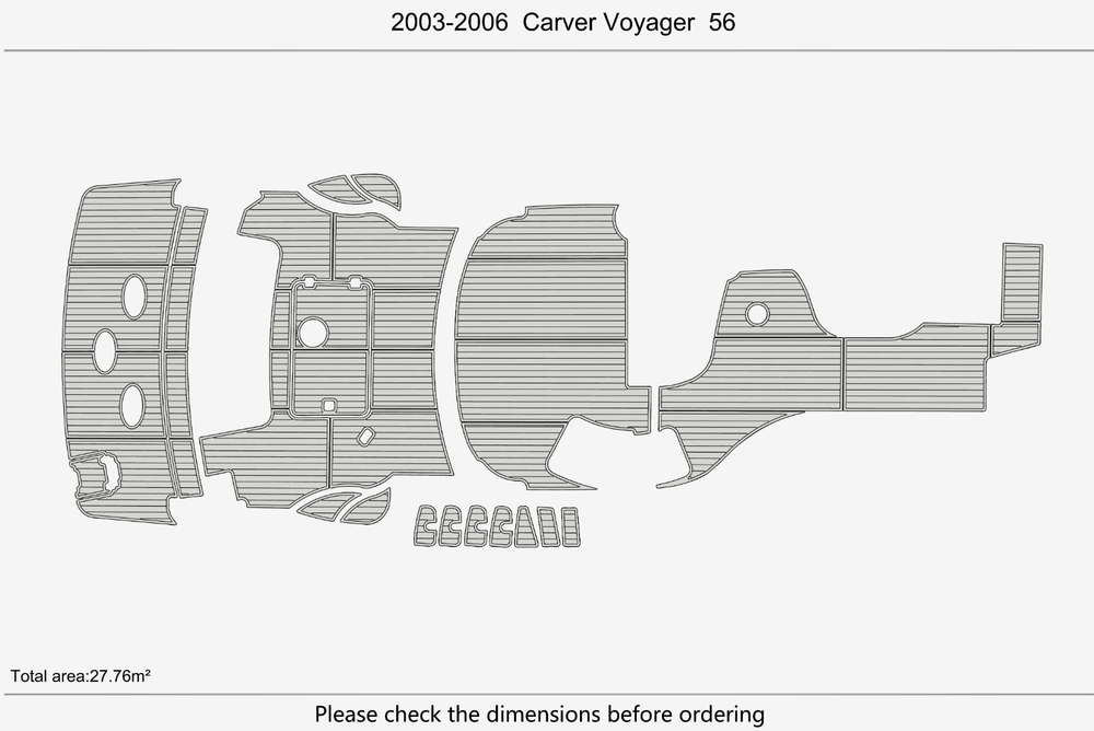2003-2006 Carver 56 Voyager Anti-slip mat Custom EVA teak marine deck flooring