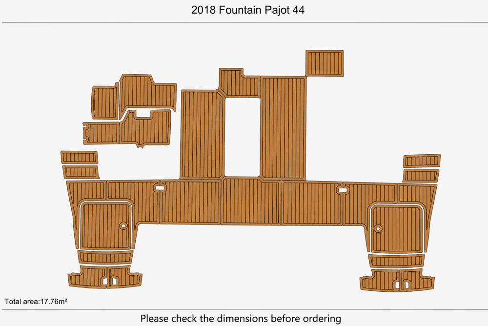 2018 Fountain Pajot 44 Cockpit Swim Platform bow 1/4" 6mm EVA Teak Deck floor