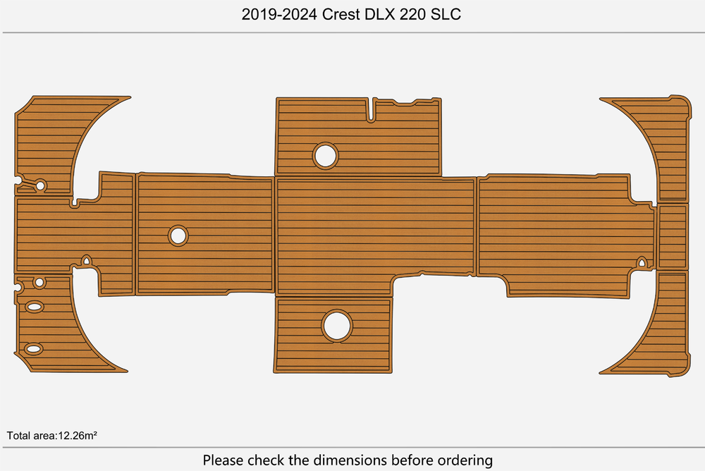 2019-2024 Crest DLX 220 SLC Cockpit Swim Platform 1/4" 6mm EVA Teak Deck floor