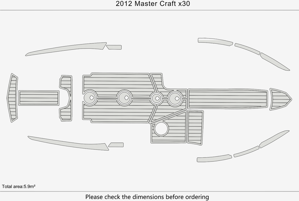 2012 MASTERCRAFT X30 cockpit faux teak floor 1/4" Teak carpet Non-slip mat