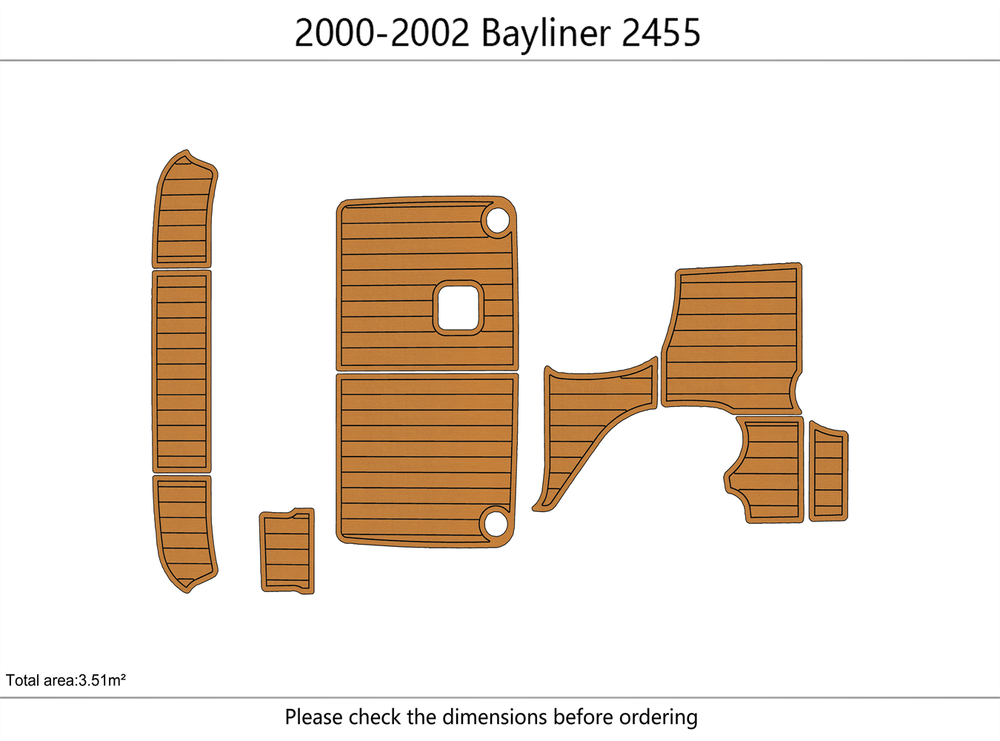 2000-2002 Bayliner 2455 Cockpit Swim platform 1/4" 6mm EVA faux teak mat Floor