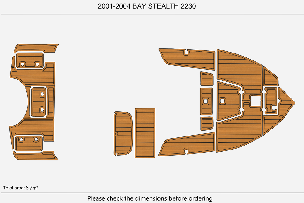 2001-2004 Bay Stealth 2230 Cockpit Swim platform 1/4" 6mm EVA Teak deck floor
