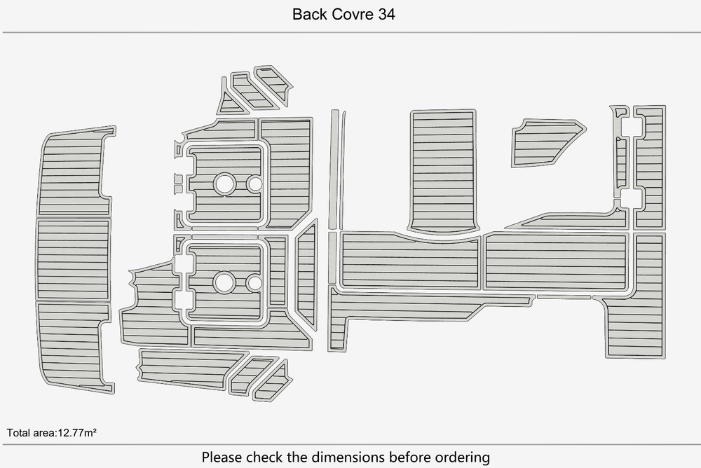 Back Covre 34 Cockpit Swim platform 1/4" 6mm EVA Teak deck floor
