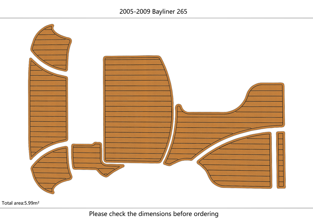 2005-2009 Bayliner 265 Cockpit Swim platform 1/4" 6mm EVA foam floor