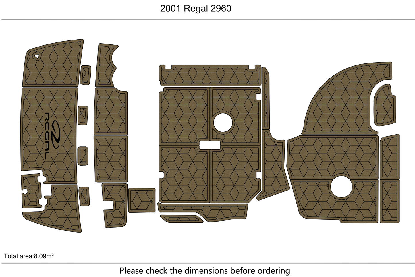 2001 Regal 2960 Cockpit Swim platform 1/4"6mm EVA Foam FAUX mat floor