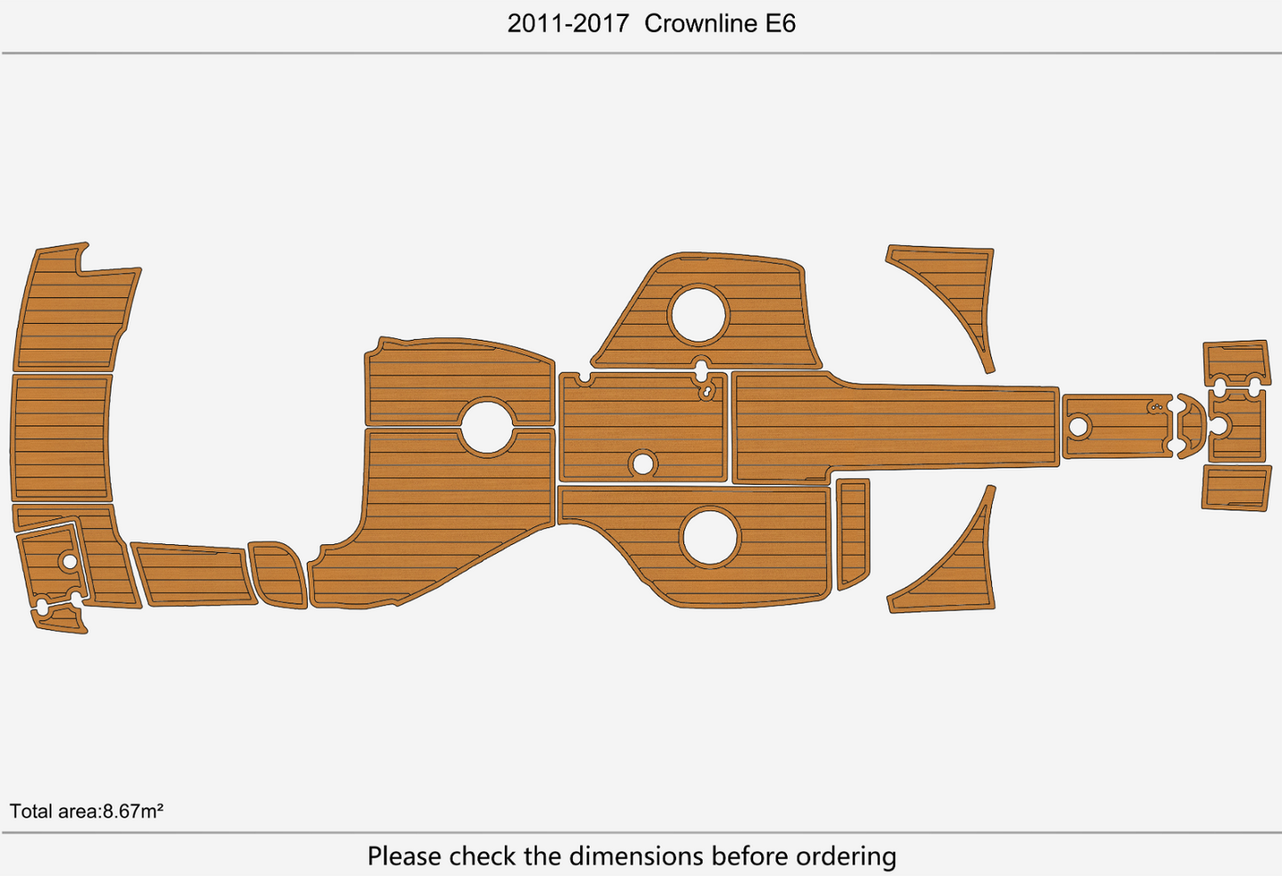 2011-2017 Crownline E6 Cockpit Swim platform BOW 1/4"6mm EVA foam faux floor