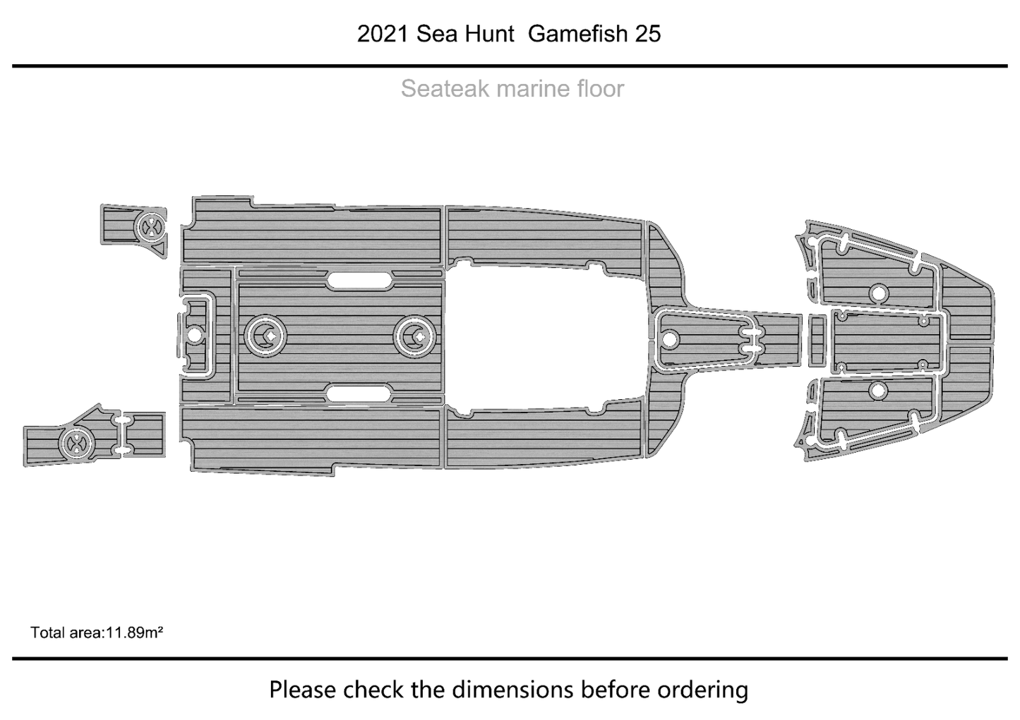 2021 Sea Hunt Gamefish 25 cockpit Swim platform f1/4" 6mm EVA Teak floor