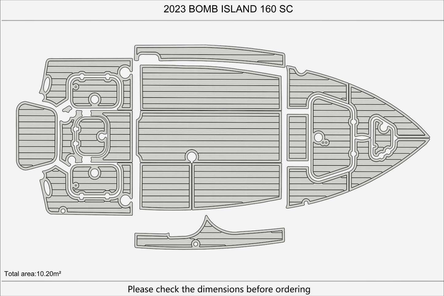 2023 Bomb Island 160 SC Cockpit Pads 1/4" 6mm EVA Teak deck floor