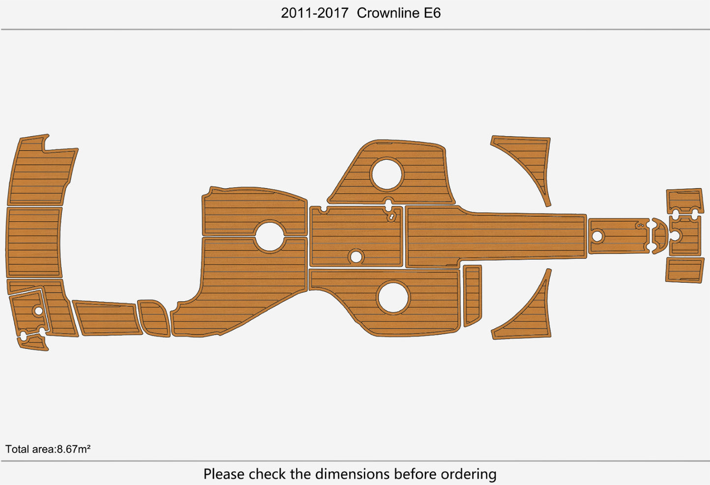 2011-2017 Crownline E6 Cockpit Swim platform BOW 1/4"6mm EVA foam faux floor