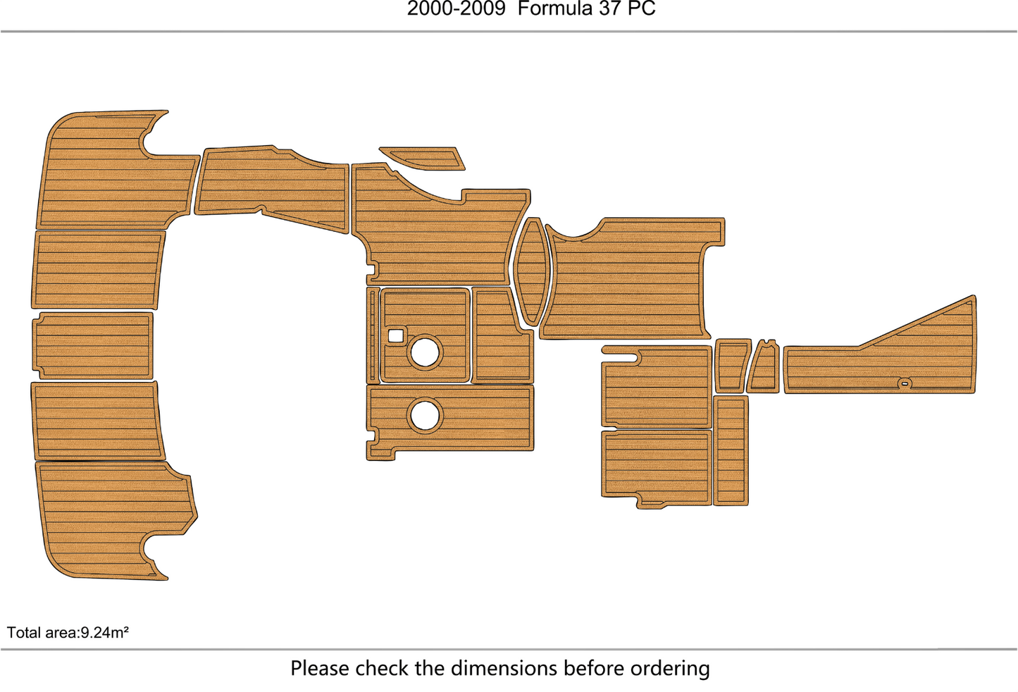 2000-2009 Formula 37PC Cockpit swim platform Pads 1/4" 6mm EVA Teak Decking
