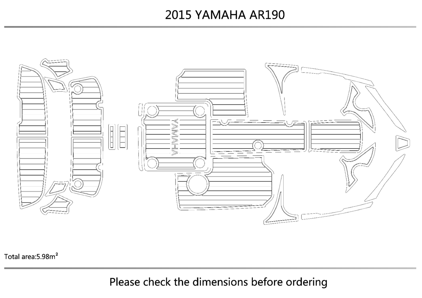 2015 YAMAHA AR190 Cockpit Swimming platform 1/4" 6mm eva faux teak floor
