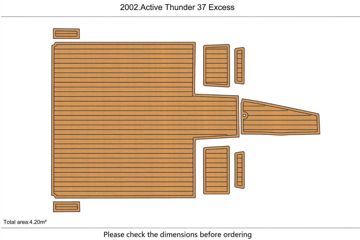 2002 Active Thunder 37 Excess Cockpit 1/4" 6mm EVA Foam Faux teak floor