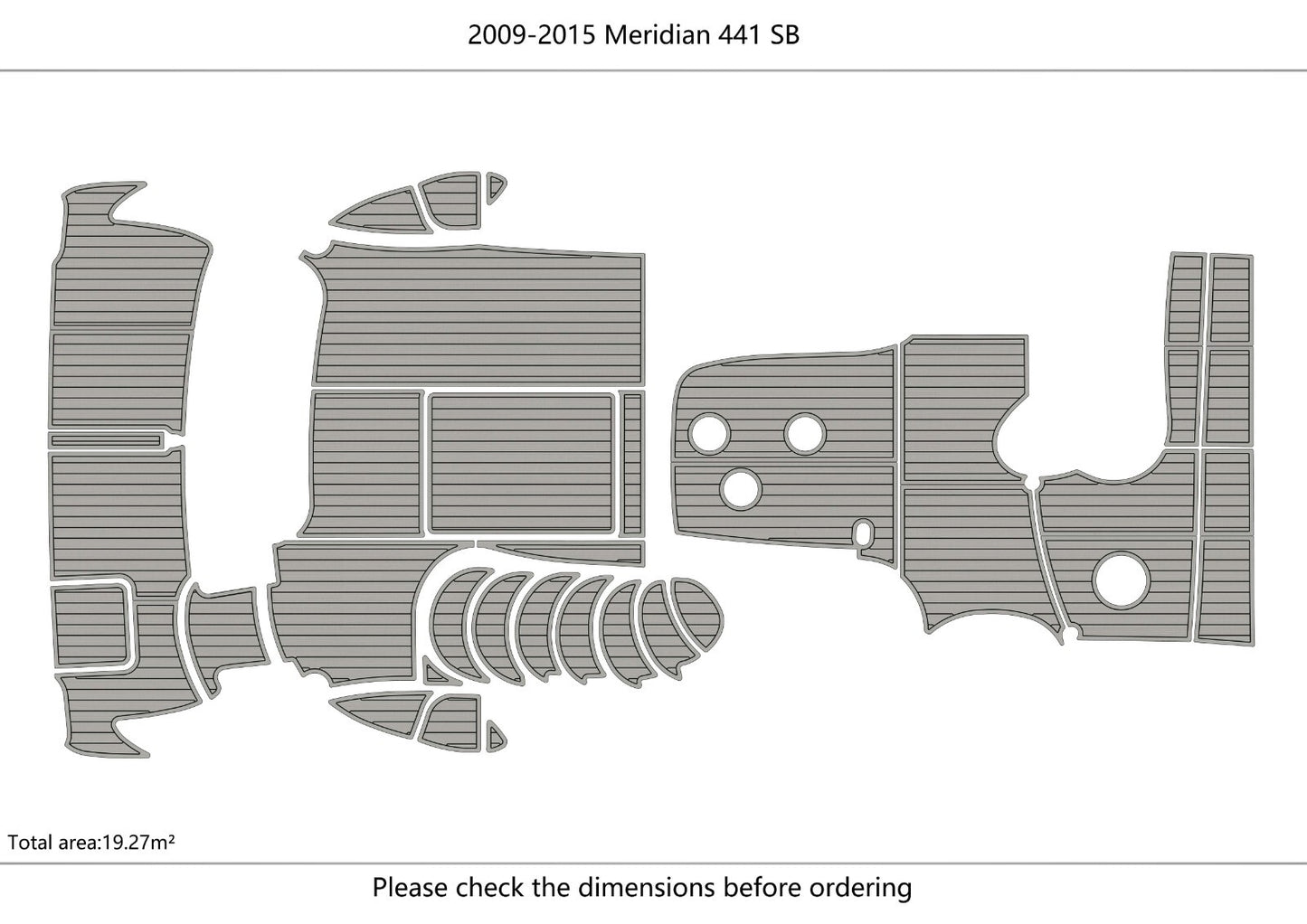 2009-2015 Meridian 441 SB Cockpit Swim platform 1/4" 6mm EVA Foam teak floor
