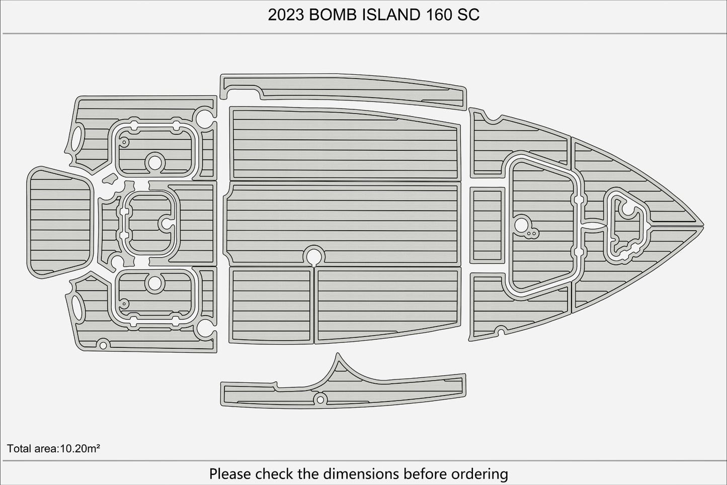 2023 Bomb Island 160 SC Cockpit Pads 1/4" 6mm EVA Teak deck floor