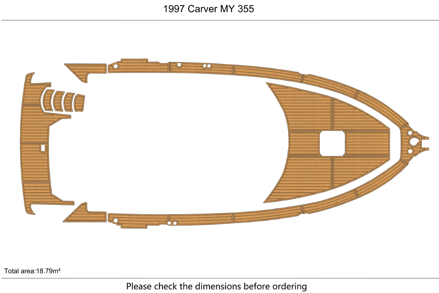 1997 Carver MY 355 Swim Platform upper deck bow 1/4" 6mm EVA Foam teak floor