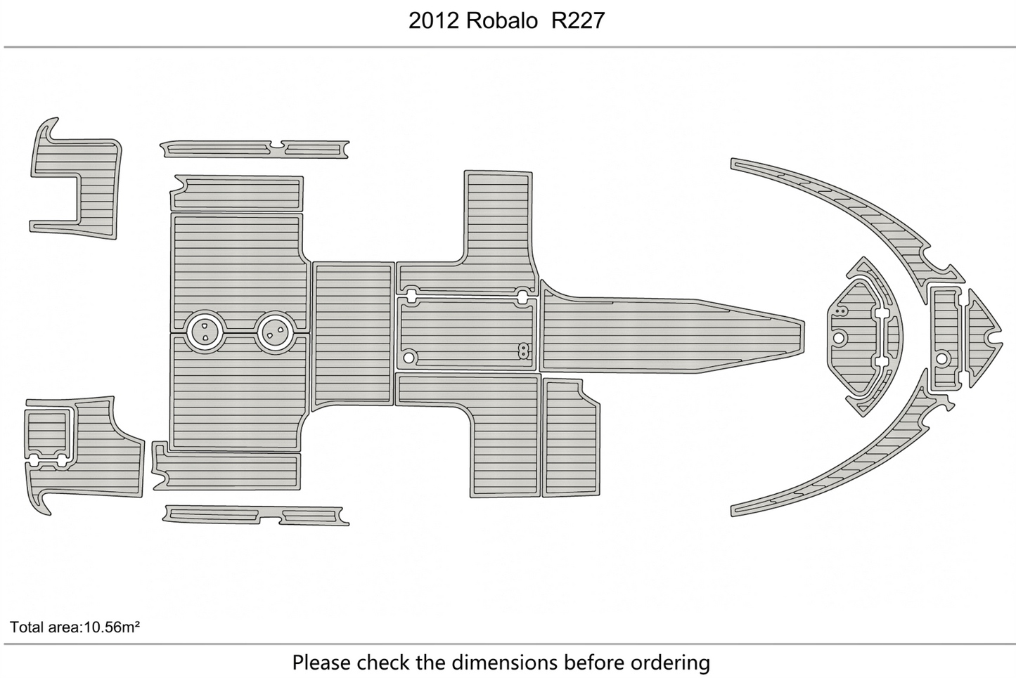 2012 Robalo R227 cockpit swimplatform 1/4” 6mm EVAFoam Faux teak deck floor
