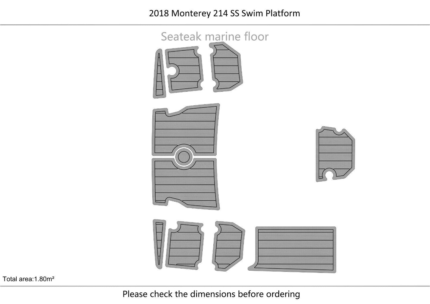 2018 Monterey 214 SS swim platform 1/4" 6mm EVA Foam FAUX Teak deck floor