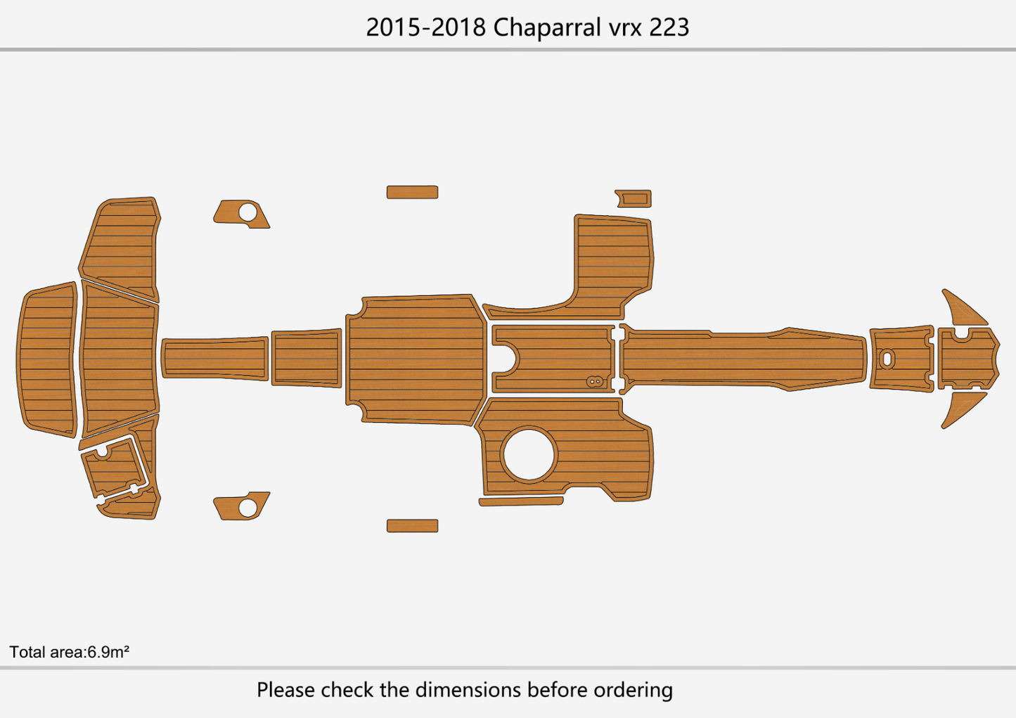 2015-2017 Chaparral 223 Vortex VRX Cockpit Swim platform bow 1/4"6mm EVA floor