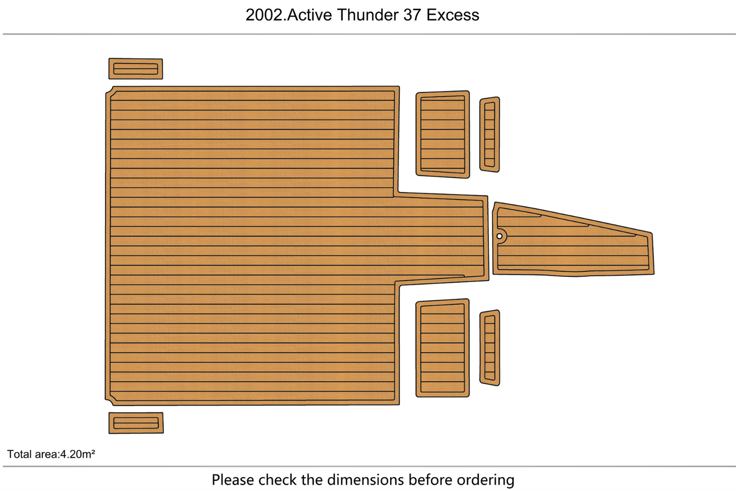 2002 Active Thunder 37 Excess Cockpit 1/4" 6mm EVA Foam Faux teak floor