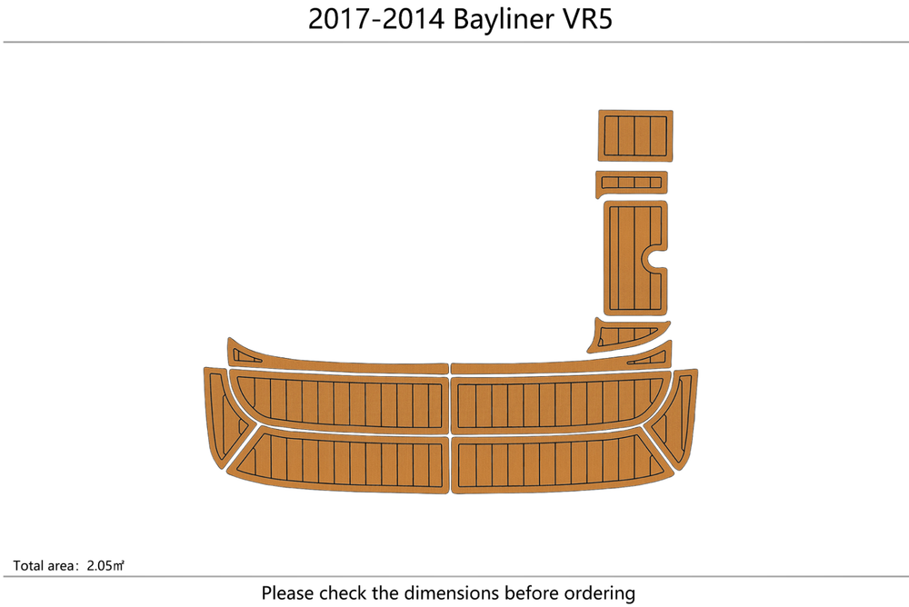 2017-2024 Bayliner VR5 Cockpit Swim platform 1/4" 6mm EVA faux teak mat Floor