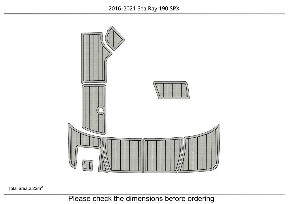 2016-2021 Sea Ray 190 SPX Swim platform 1/4" 6mm EVA foam teak faux mat floor