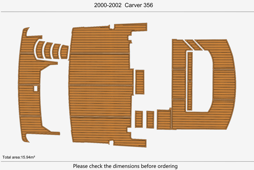 2000-2002 Carver 356 Anti-slip mat Custom EVA faux teak marine deck flooring