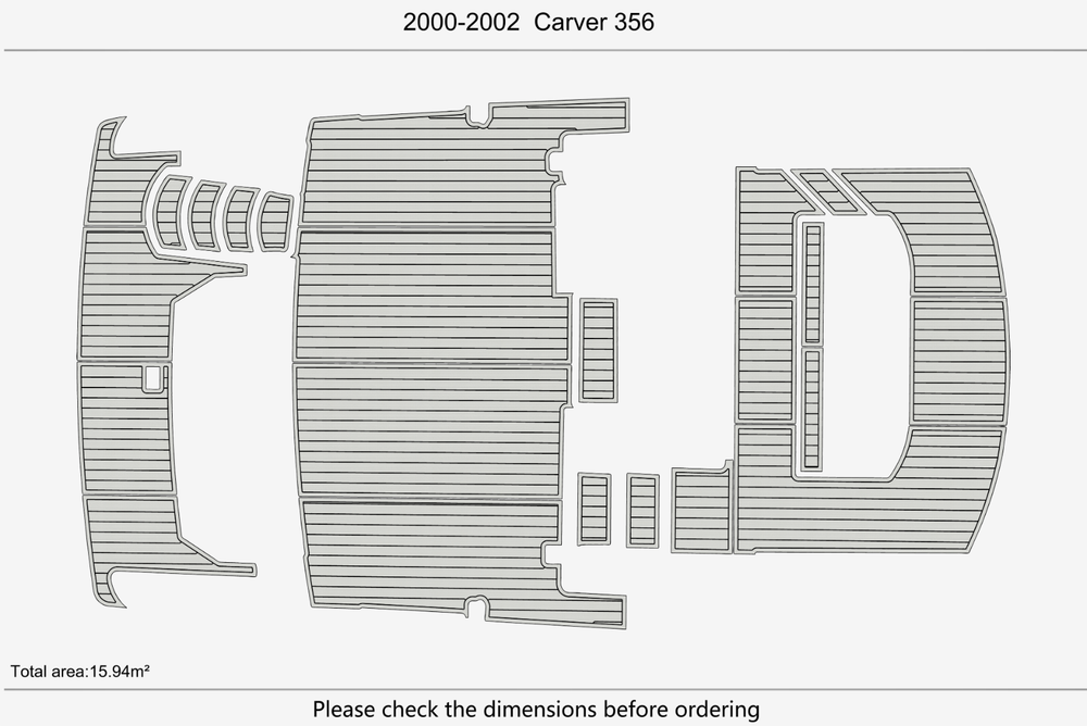2000-2002 Carver 356 Anti-slip mat Custom EVA faux teak marine deck flooring