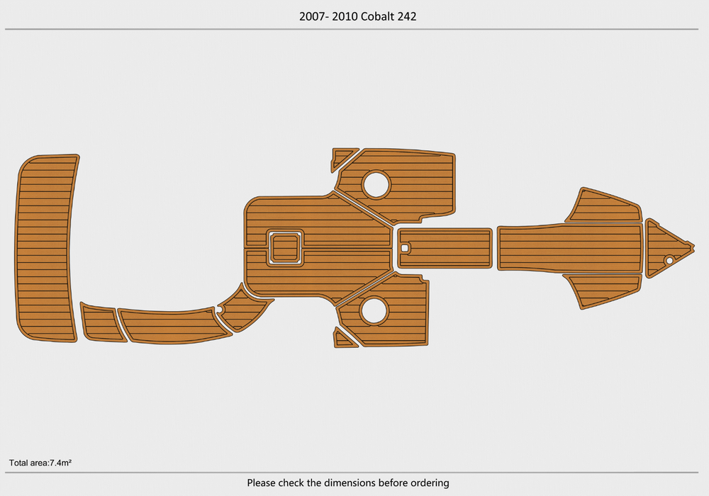 2007-2010 Cobalt 242 Cockpit Swim Platform bow 1/4" 6mm EVA Teak Deck floor
