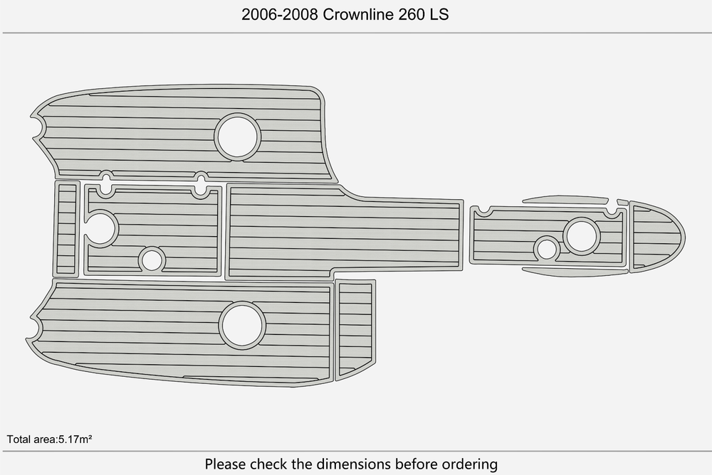 2006-2008 Crownline 260 LS Cockpit swim platform bow 1/4" 6mm EVA Foam MAT floor