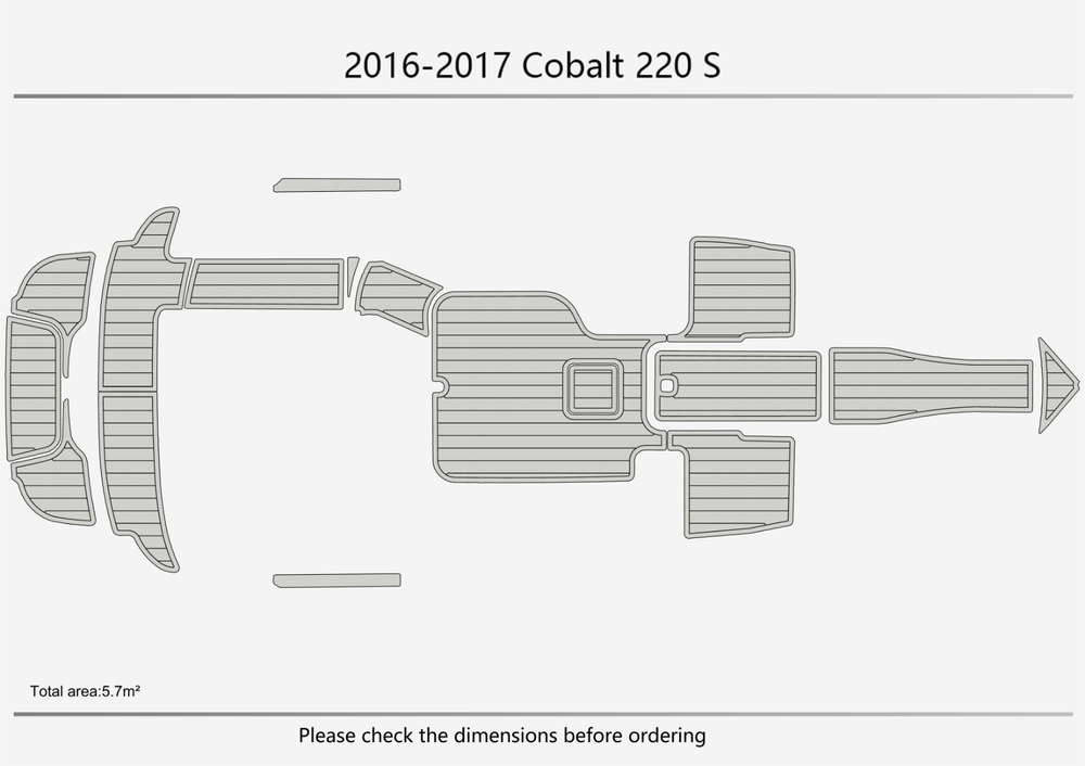 2016-2017 Cobalt 220 S Cockpit Swim platform 1/4" 6mm EVA faux teak mat Floor