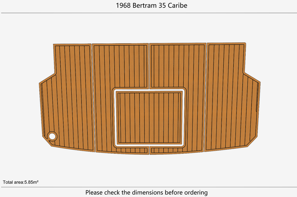 1968 Bertram 35 Caribe Cockpit 1/4" 6mm EVA Teak deck floor