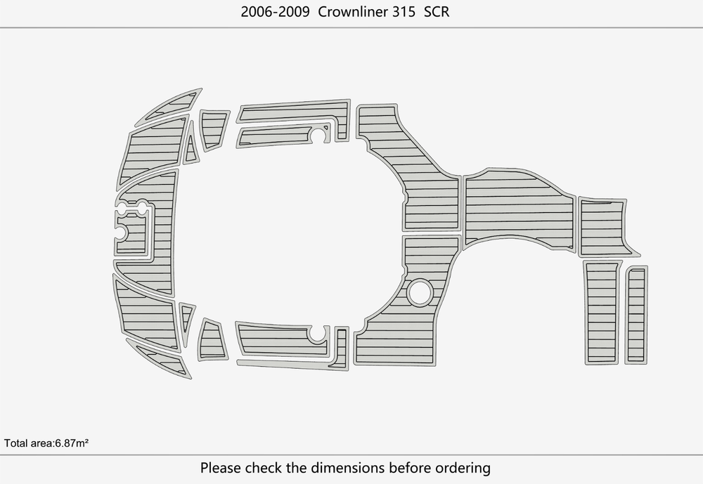 2006-2009 Crownliner 315 SCR cockpit swim platform 1/4" 6mm EVA Foam Teak floor