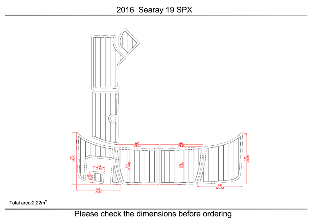 2016-2019 Sea Ray SPX 190 Swimming platform 1/4" 6mm EVA FAUX Teak floor