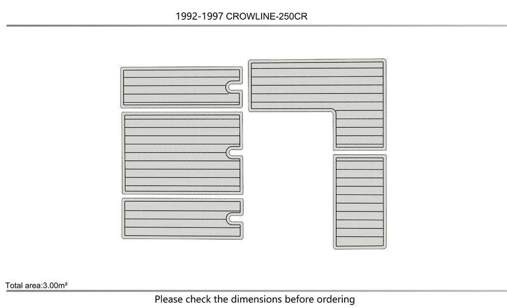 1992-1997 Crownline 250 CR Cockpit 1/4"6mm EVA foam faux mat floor