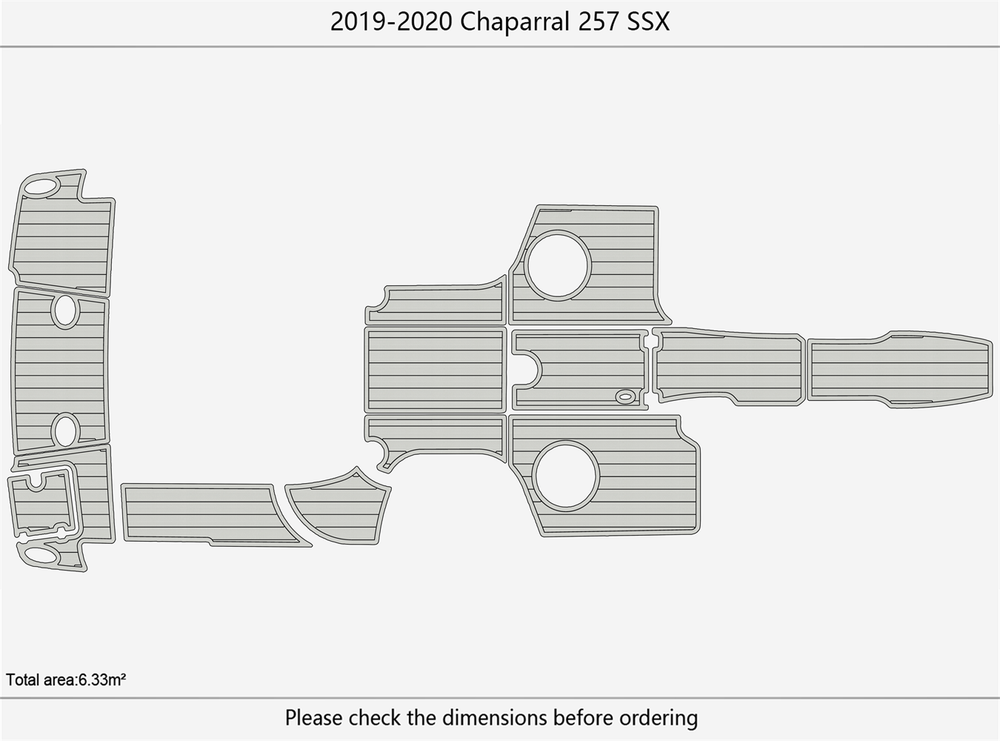 2019-2020 Chaparral 257 SSX Cockpit Swim platform Bow1/4"6mm EVA foam faux floor