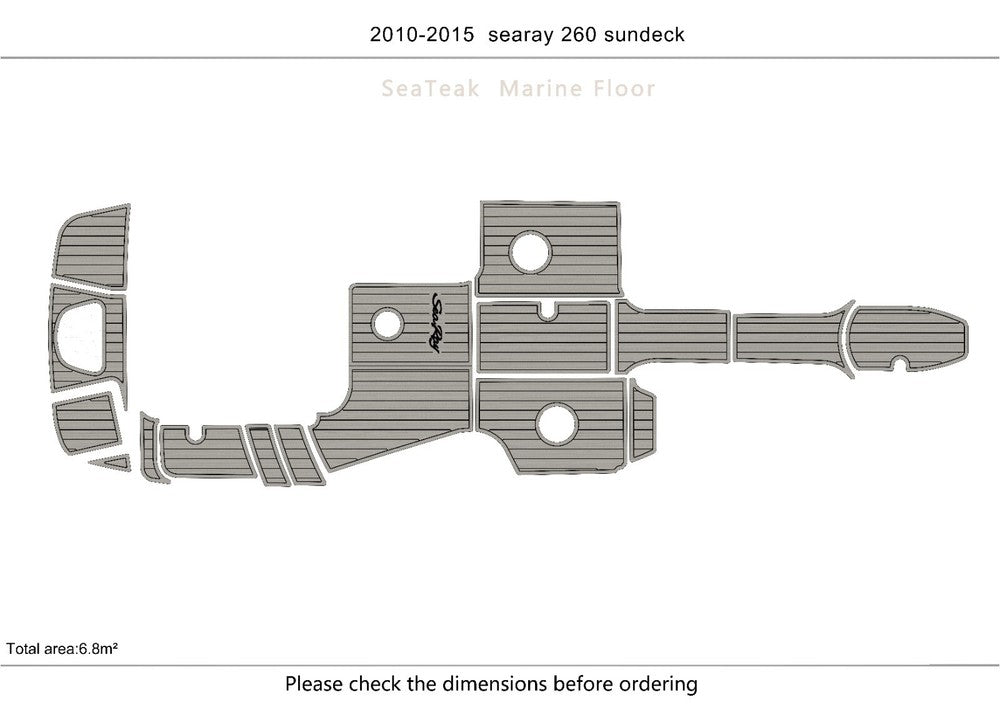 2010-2015 sea ray sundeck 260 cockpit Swim Platform Pads 6mm Teak Decking