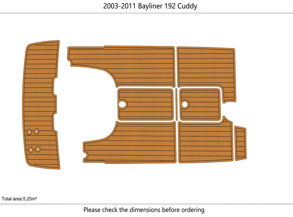 2003-2011 Bayliner 192 Cuddy Swim platform cockpit 1/4" 6mm EVA faux teak Floor