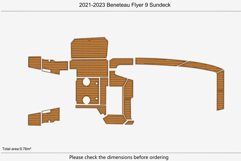 2021-2023 Beneteau Flyer 9 Sundeck Anti-slip Custom EVA marine mat deck flooring