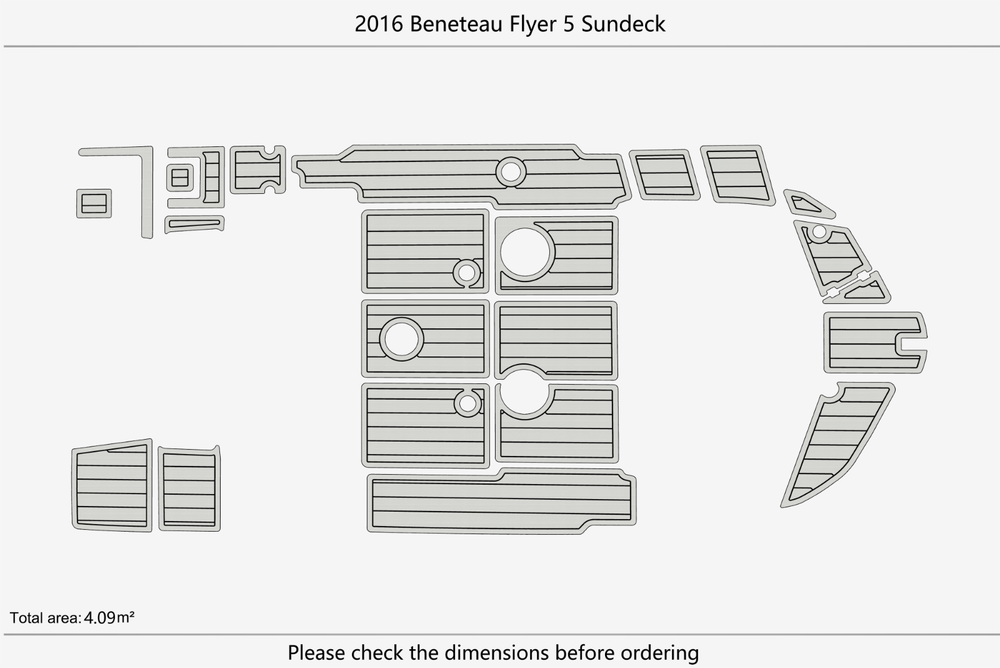 2016 Beneteau Flyer 5 Sundeck Anti-slip Custom EVA teak marine deck flooring