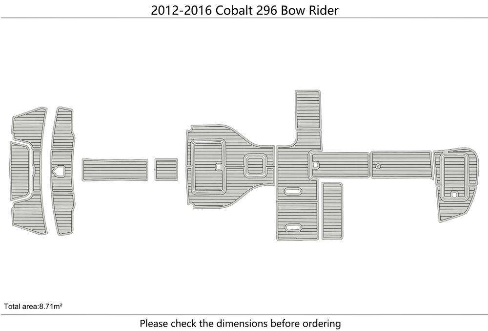 2012-2016 Cobalt 296 Bow Rider Cockpit Swim platform 1/4"6mm EVA foam mat floor