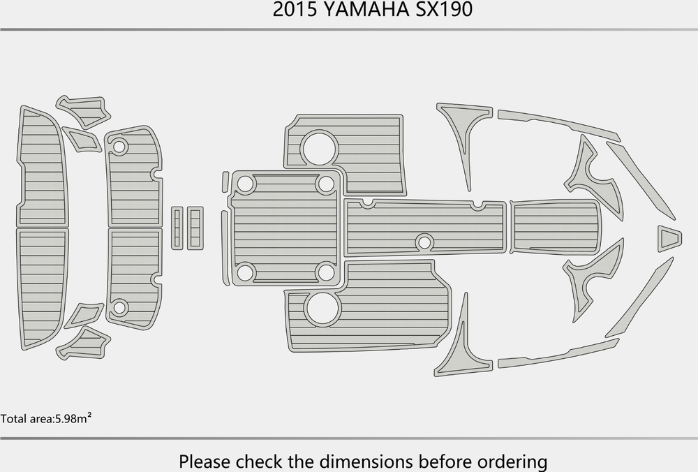 2015 YAMAHA SX 192 Cockpit Swim platform 1/4" 6mm EVA faux teak mat Floor