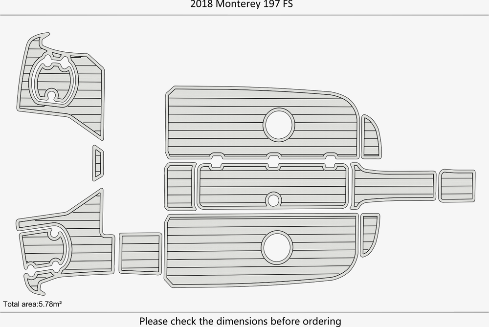 2018 Monterey 197 FS cockpit swim platform 1/4" 6mm EVA Foam Teak floor