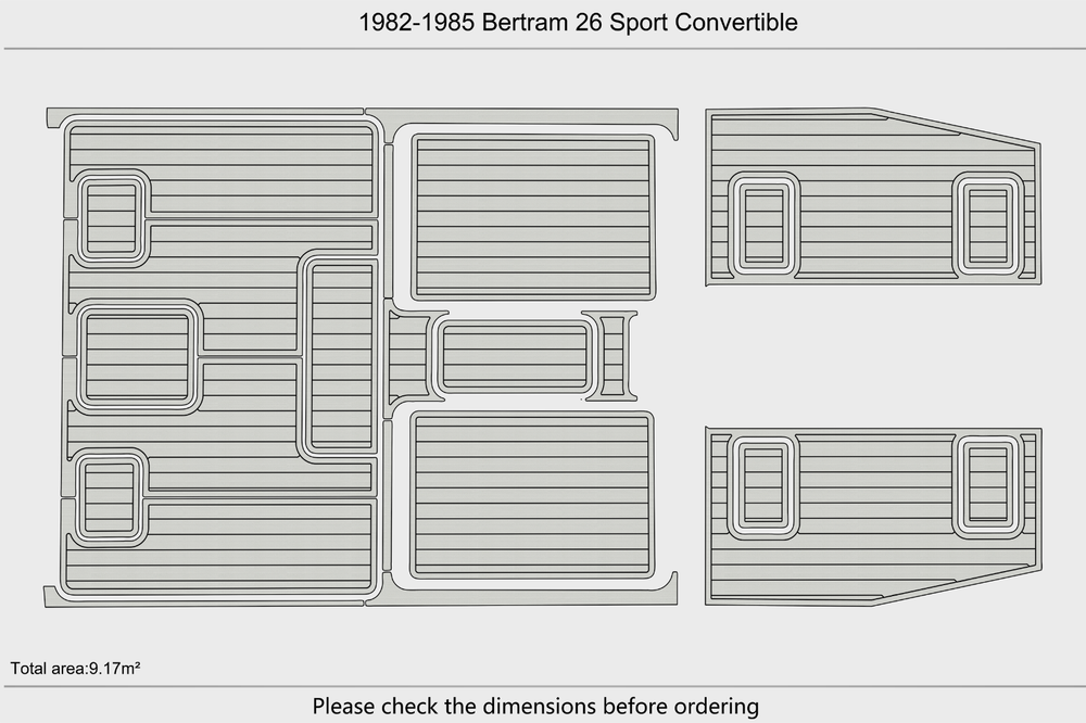 1982 Bertram 26 SPROT Cockpit Swim platform 1/4"6mm EVA Foam carpet marine floor
