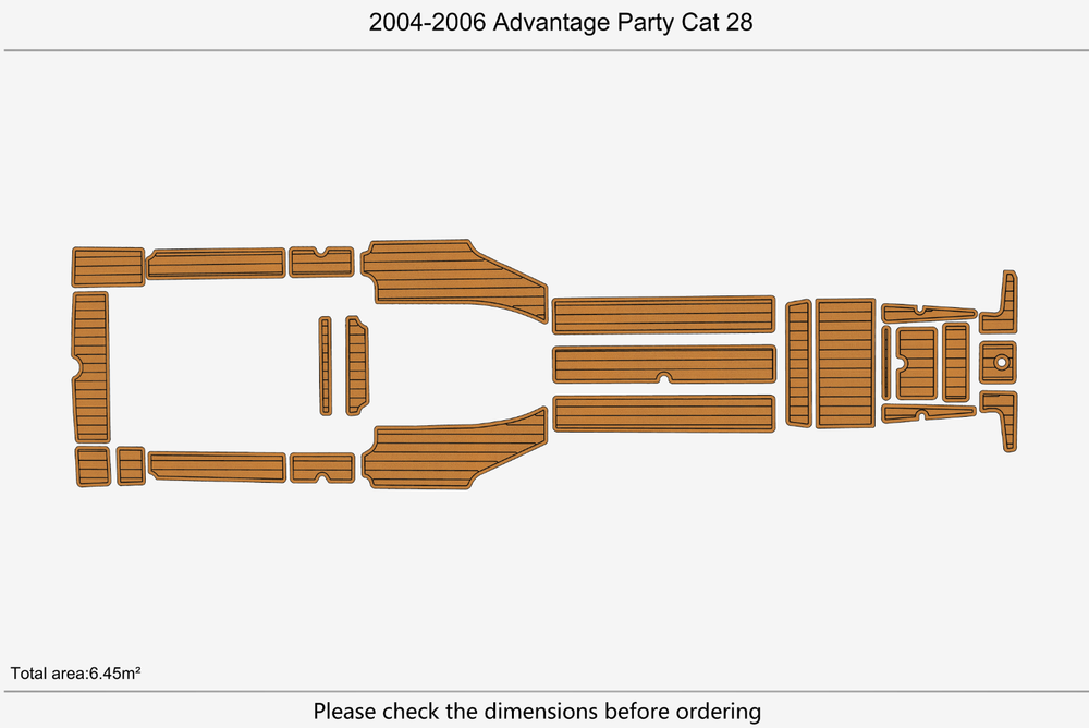 2004-2006 Advantage Party Cat 28 Cockpit Pads 1/4" 6mm EVA Teak deck floor