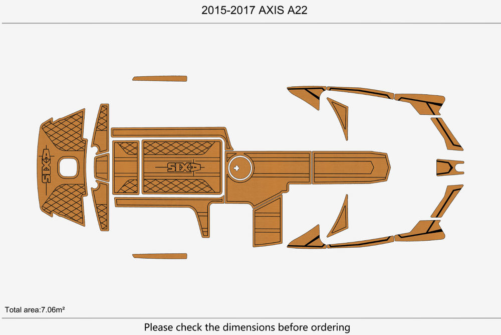 2015-2017 AXIS A22 Cockpit Swimming platform1/4" 6mm EVA Faux Teak Decking